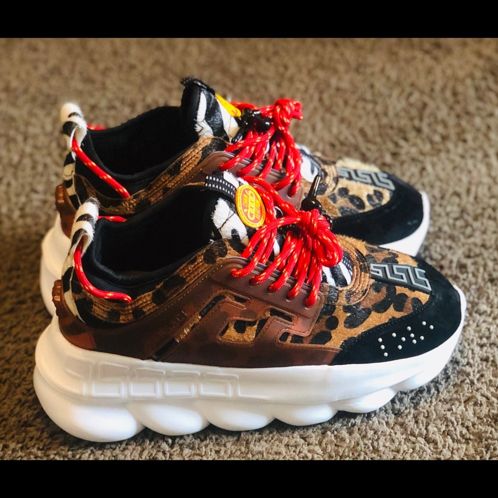 Leopard print chains reaction sneakers
